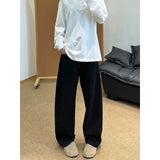 WIAOFELLAS  -  American Sle Wide Leg Straight Cut High Waist Trousers Cleanfit Sports Casual Long Pants for Men Autumn Season