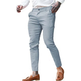 Wiaofellas  -  Men's Twill Cotton Stretch Fashion Youth Street Slim Pencil Skinny Pants