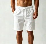 Wiaofellas  -  Men American Summer Linen Shorts Thin Cotton Linen Loose Plus Size Casual Five Inch Drawstring Shorts