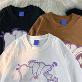 WIAOFELLAS  -  Couple's Matching Short Sleeve T-Shirt Set Cotton Cartoon Rabbit Printed Crew Neck Tops For Men And Women Summer Casual Wear