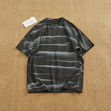 WIAOFELLAS  -  Loose off rotator sleeve American short sleeve T-shirt male personality print heavy industry old washed cotton half sleeve T