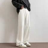 Wiaofellas  -  American High Street White Jeans Men Retro Trendy Draped Straight-Leg Floor-Length Slightly Flared Casual Pants