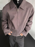 WIAOFELLAS  -   spring short jacket men's smoke purple simple short high-end cleanfit niche lapel solid color jacket