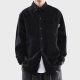 Wiaofellas  -  Loose Casual Pure Cotton Long Sleeve Shirt Jacket for Men Spring Autumn Japanese Style Workwear Style Loose Fit Classic Collar