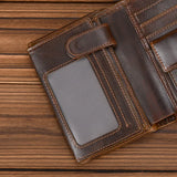 WIAOFELLAS  -  High Quality Genuine Leather Card Wallet Men Women RFID Genuine Leather Short Wallet Multi Cards Slots Button Man Purse