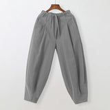 WIAOFELLAS  -  Autumn Mens Cotton Wide Leg Pants Men Solid Color Oversized Jogger Trousers Male Elastic Waist Streetwear Hanfu Linen Pants