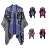 WIAOFELLAS  -  Ethnic Style Slit Thick Shawl Men Travel Photography Warm Scarf Vintage Poncho Fashion Cape Outwear Cloak Streetwear Unisex