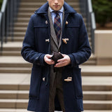 Wiaofellas  -  Vintage Buttoned Lapel Long Coats Mens Fall Winter Fashion Trench Windbreaker Solid Color Long Sleeve Men Overcoats Streetwear
