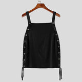 WIAOFELLAS  -  Sexy Stretch Slim Hollow Out Tank Tops Men Stylish Drawstring Tie-up Sleeveless Vest Shirts Mens Spring Summer Fashion Camisoles