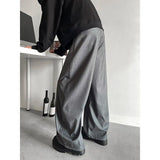 WIAOFELLAS  -  Grey Black Suit Pants Men Fashion Society Mens Dress Pants Korean Loose Casual Wide Leg Pants Mens Office Formal Trousers