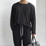 WIAOFELLAS  -  Mens T-Shirt Basic Casual Base T-Shirt Spring And Autumn Daily Pure Color All-Match Simple Thin Long Sleeve Top Men'S Clothing
