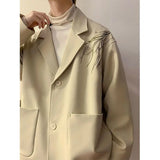 Wiaofellas  -  New Embroidered Casual Versatile Suit Jacket Men's Design Handsome Flat Lapel Top