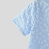 WIAOFELLAS  -  Men Shirt Flower Printing Lapel Short Sleeve Loose Casual Crop Tops Men Streetwear Summer Korean Style Fashion Shirts