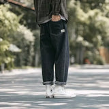WIAOFELLAS  -  Spring Autumn Vintage Washed Jeans Men's All-match Denim Pants Trend Oversize Straight Casual Cropped Pants Men Jeans