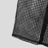 WIAOFELLAS  -  Men Tank Tops Mesh Hollow Out Solid Button Male Vests See Through Streetwear Summer 2025 Sleeveless V Neck Men Clothing