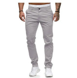 WIAOFELLAS  -  Foreign Trade Autumn New Casual Pants for Men's European and American Style Slim Fit Men's Casual Solid Color Pants