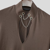 WIAOFELLAS  -  Men T Shirt Solid Color Deep V Neck Short Sleeve Summer Casual Male Tee Tops Streetwear 2025 Fashion Men Clothing S-5XL