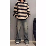 WIAOFELLAS  -  American Retro Multi Pocket Workwear Jeans Men Women Spring High Street Loose Wide Leg Straight Leg Casual Pants Y2k Men Jeans