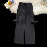 WIAOFELLAS  -  New Spring and Autumn Fashion Brand American Design Sense Strap Work Clothes Straight Tube Loose Versatile Cool Casual Pants