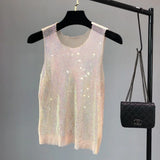 Wiaofellas  -  Mens Vest Hot Diamond Mesh Nightclub Sexy Tank Top Streetwear Fashion Youth Stage Performance Sleeveless Top Men'S Wear New