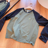 Wiaofellas  -  Spring Men's Outdoor Sports Long Sleeve T-shirt Quick Dry Lightweight Color Block Base Layer Moisture Wicking Shoulder