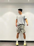 Wiaofellas  -  American Hiphop Retro Camouflage Accordion Bag Workwear Shorts Men Summer Trendy Loose Casual Five-Quarter Pants