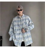 Wiaofellas  -  Tie-dye Plaid Long-sleeved Shirt New Loose Large Size Youth Casual Shirt Jacket