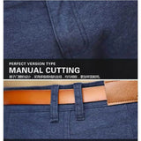 WIAOFELLAS  -  Size 28-38 Men Casual Pants Spring Autumn  Casual Cotton Slim  Straight  Long Business Chinos Slacks Black Blue