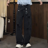 Wiaofellas  -  New Men's Y2K Vintage Streetwear Ripped Baggy Jeans Hip Hop Fashion Straight Wide-Leg Denim Pants Punk Trendy Curved Jean