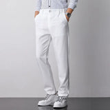 Wiaofellas  -  Men's Casual Straight Leg Pants White Suit Trendy Busin Sle Autumn New Arrival Slim Fit Comfortable Polyester Fiber
