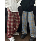 Wiaofellas  -  Autumn Woolen Pants Men Oversized Fashion Retro Plaid Pants Men Streetwear Hip-hop Loose Wide Leg Pants Mens Vintage Trousers