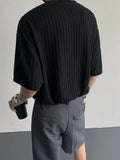WIAOFELLAS  -  Texture Vertical Stripe Ice Silk T-shirt for Men Summer Thin Hanging Short Sleeved Pullover Tops Rugged Handsome T-shirts Soft