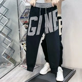WIAOFELLAS  -  Embroidered Slim Fit Men's Loose Casual Letter Drawstring Trousers
