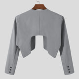 WIAOFELLAS  -  Men Blazer Solid Color Open Stitch Long Sleeve Streetwear Casual Irregular Suits Men Fashion Thin Crop Coats S-5XL