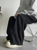 Wiaofellas  -  Black Casual Street Style Men's Pants Pleated Loose Simple American Design Durable Autumn Fashion Youthful Energy Wind