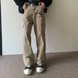 WIAOFELLAS  -  New Autumn and Winter Fashion Korean Version Patchwork Retro Workwear Wide Leg Loose and Versatile Handsome Youth Casual Pants