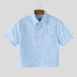 WIAOFELLAS  -  Men Shirt Flower Printing Lapel Short Sleeve Loose Casual Crop Tops Men Streetwear Summer Korean Style Fashion Shirts