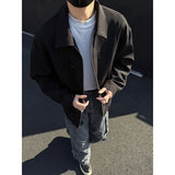WIAOFELLAS  -  Spring Black Jacket Men Fashion Casual Apricot Jacket Men Streetwear Korean Loose Bomber Jacket Mens Short Coat M-3XL