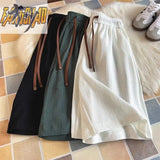 Wiaofellas  -  Men's Plus Size Pleated Ice Silk Quick-Dry Shorts Summer Lightweight Beach Loose Sports Casual Mid-Length Pants