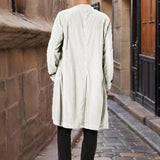 WIAOFELLAS  -  England Style Solid Corduroy Trench Coats Men New Lapel Single Breasted Fall Outerwear Long Sleeve Mid-length Mens Winter Jacket