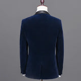Wiaofellas  -  Formal Men's Suits Slim Fit Groom Tuxedo For Wedding Prom 2 Pcs Shawl Collar Male Suit Velvet Smoking Jacket (Blazer+Pants)