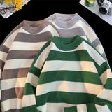 Wiaofellas  -  Men's Winter Sweater Harajuku Fashion Striped Sweter Oversize Pullover Warm Knitted Sweater Men's Clothing