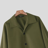 WIAOFELLAS  -  Men Jackets Solid Lapel Long Sleeve Button Loose Male Thin Coats Streetwear Korean Style Fashion Casual Outerwear Men