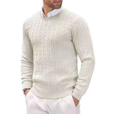 WIAOFELLAS  -  Men's Casual Sweater 2025 round Neck Long Sleeve Knitted Diamond Pattern Fashion Versatile Top