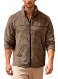 Wiaofellas  -  Men's Zipper Fleece Jacket Stand Collar Slim Fit Casual Large Size Autumn Winter Outerwear Thickened