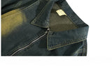 WIAOFELLAS  -  Men's American Distressed High Street Tie-Dye Workwear Denim Jacket Trendy Brand Retro Handsome Hip Hop Loose Casual Zipper Coat