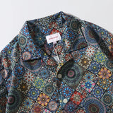 WIAOFELLAS  -  Men's retro Bright Kaleidoscope summer print Hawaiian shirt short sleeve Cuban collar