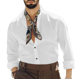 WIAOFELLAS  -  Mens Fashion Street Solid Color Cotton And Linen Y2k Tops 2025 Spring Summer New Casual Lapel Solid Color Long-Sleeved Shirt Men