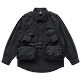 WIAOFELLAS  -  Spring Autumn Men's Fake Two piece Long Sleeve Shirt Coat Mountain Functional Jacket Multi Pocket Vest Splicing Workwear Coats