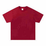 WIAOFELLAS  -  Solid Cotton Men's T-shirts Short-sleeved Round Neck Black Beige T-Shirt Classic Heavyweight Oversized Tees Tops